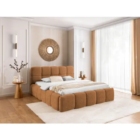 PRATO T12 podwójne łóżko 160x200 z pojemnikiem w tkaninie typu boucle do sypialni